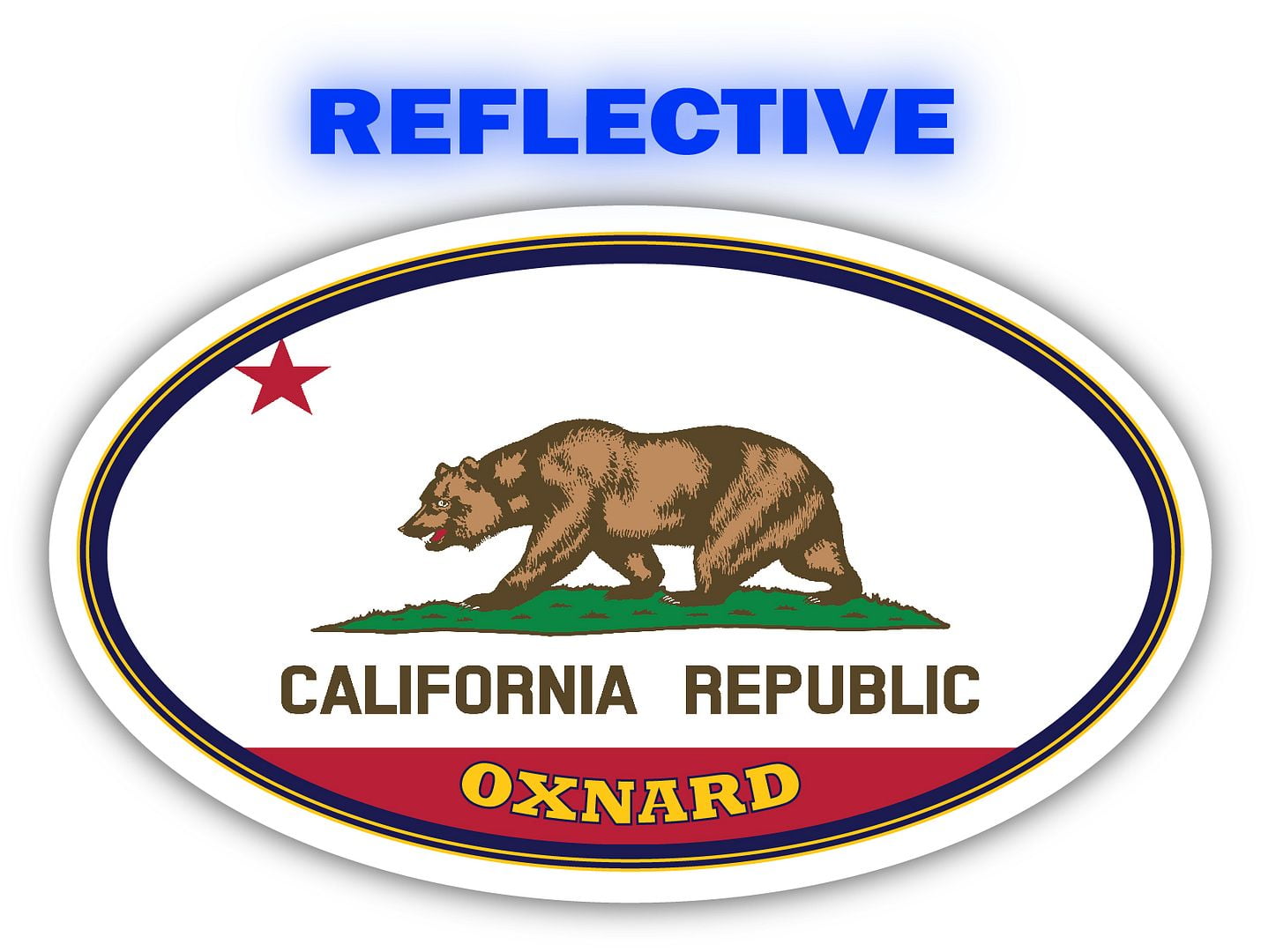 Oxnard City California State Flag | CA Flag Ventura County Oval State  Colors Reflective Sticker Car Decal 3x5 inches - Walmart.com