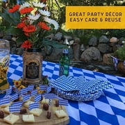 Oktoberfest Decorations Party Essential, Plastic White and Blue Checkered Tablecloth Roll, 54" x 100' Perfect for Men and Women, Must Have Oktoberfest Party Supplies | OktoberfestHaus