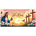 thumbnail image 1 of He is Risen Floral Cross Easter Celebration Banner Church Decor Spring Religious Backdrop Christian Event Decoration Resurrection Sunday, 1 of 4