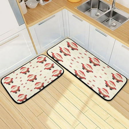 

Kitchen Floor Mat 2 Sets Carpet Floor Mat Kitchen Mat Bathroom Mat Living Room Mat Bedroom Mat Absorbent Delicate Fabric No Ball Cute Cartoon Santa Seamless