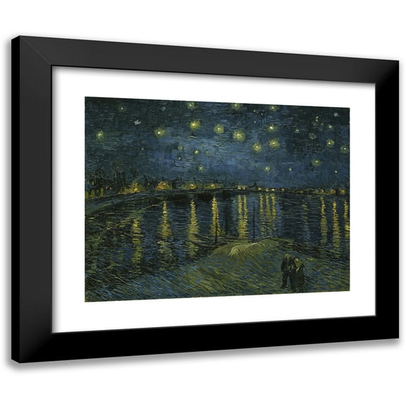 Vincent van Gogh 14x12 Black Modern Framed Museum Art Print Titled - Starry Night