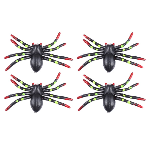 Accesorios de broma de araña de plástico, accesorios de fiesta, 4 Uds.