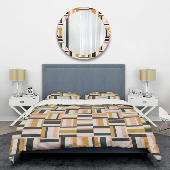 Designart 'Abstract Retro Geometric IX' Mid-Century Modern Duvet Cover Set