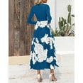 thumbnail image 4 of FreshPretty Womens Floral Maxi Dress Spring Summer Casual Crewneck Long Sleeve Ruffle Flowy Cocktail Wedding Guest Dresses, 4 of 7