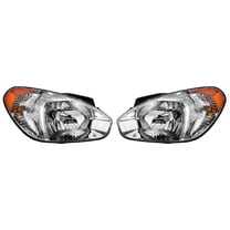 Left Driver Side and Right Passenger Side Headlight Compatible with 2007-2011 Hyundai Accent Halogen Clear Lens Chrome Housing Supersedes 92102-1E013 Dual Beam H4 9003 Dual Beam