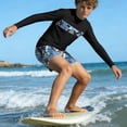 thumbnail image 6 of Cethrio Boys' Rash Guard Swimsuits, Vacation Surfing Long Sleeve 2 Piece Kids Bathing Suit Black Size 6, 6 of 6