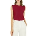 thumbnail image 1 of INSPIRE CHIC Women's Sleeveless Blouse Ruffled Pleated Wear-to-Work Chic Blouse L Burgundy, 1 of 8