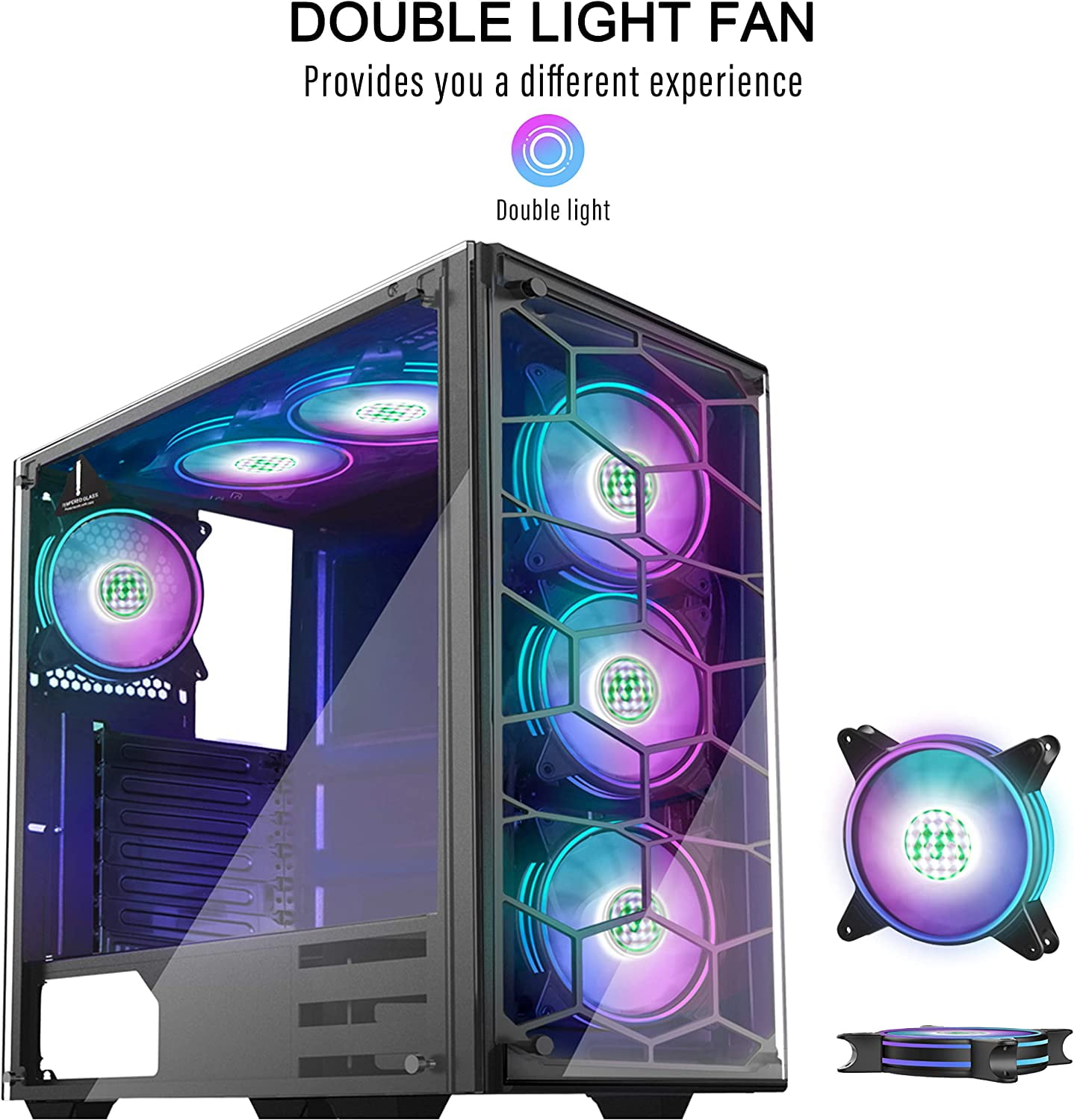 MUSETEX Phantom Black ATX Mid Tower Desktop Computer Gaming Case (907D6)
