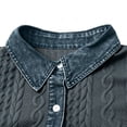 thumbnail image 5 of LEAVINGSUO Womens Open Front Cardigan Coat Fall Winter Solid-Color Patchwork Denim Shirt -Versatile Long-Sleeved Jacket Dark Gray S, 5 of 6