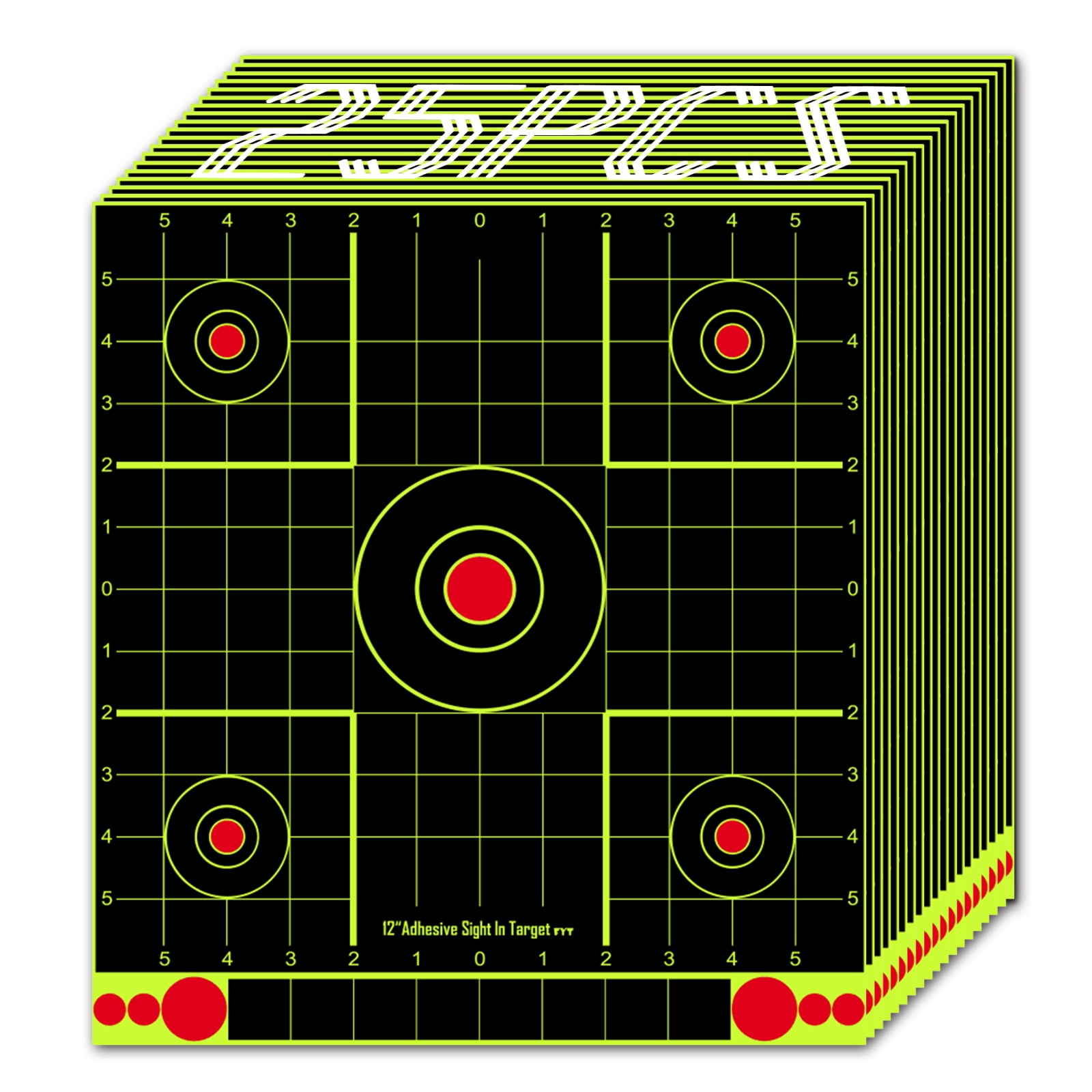 Atflbox 25pcs Splatter Adhesive Bullseye Fluorescent Yellow Shooting Target Stickers, Range BB Gun, Airsoft, Rifles (12" x 13")