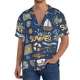 thumbnail image 3 of Honeii 's Marine Nautical for men's short-sleeved button-up collared shirt featuring a pocket, perfect for beach vacations, and travel adventures., 3 of 5