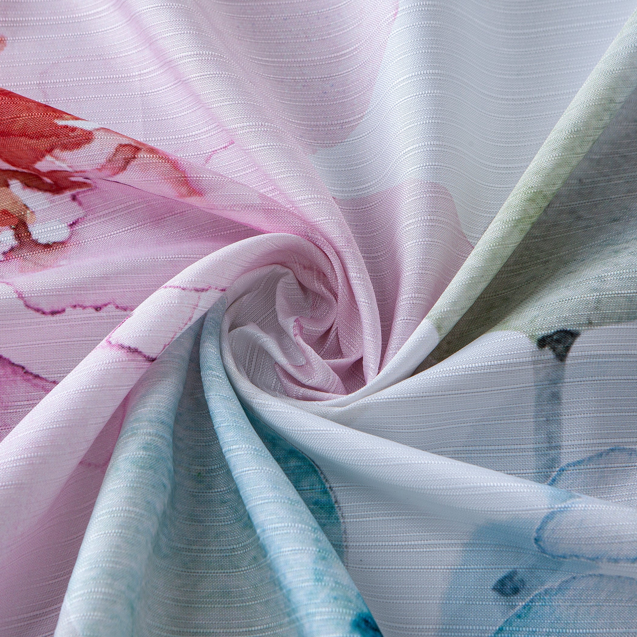 Dainty Home Multicolor Spring Bloom Floral Fabric Shower Curtain with 12 Metal Rollerball Hooks – 3D Textured Design, Water-Repellent, Machine-Washable Bathroom Curtain, 70" x 72"