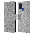 thumbnail image 1 of Head Case Designs Officially Licensed PLdesign Glitter Sparkles Silver Leather Book Wallet Case Cover Compatible with Samsung Galaxy A21s (2020), 1 of 6