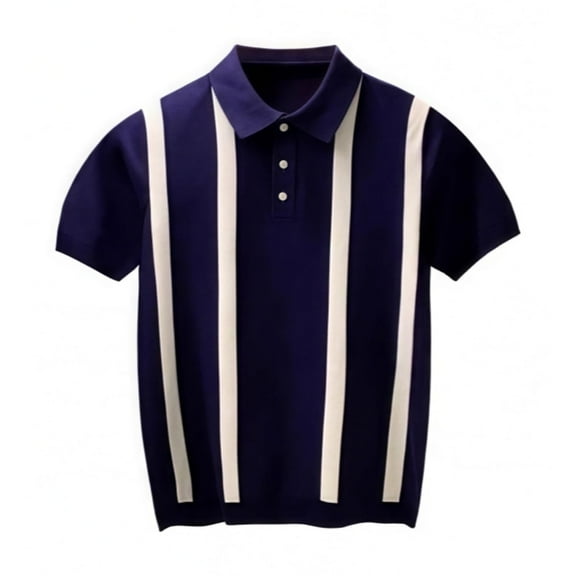 Men's Lightweight Striped Knitted T-Shirt Fashionable Comfortable Short Sleeve Top for Casual Wear