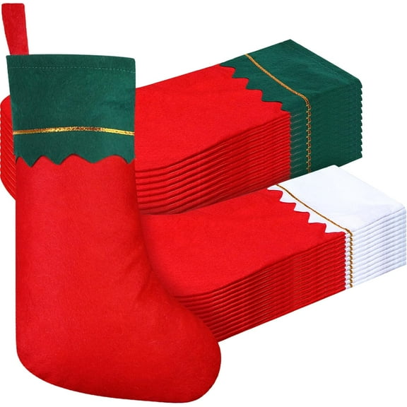 10 Pcs Felt Christmas Stockings 15 Inch Party Favors Stockings Xmas Decoration Stockings Rustic Christmas Santa Stockings for Christmas Holidays Home Decorations