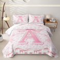 thumbnail image 2 of Catabedysis Ribbon Abc Print A Quilt Full,Personalized Monogrammed Gifts Full Bedspread Sets For Girls,3 Pieces, 2 of 7