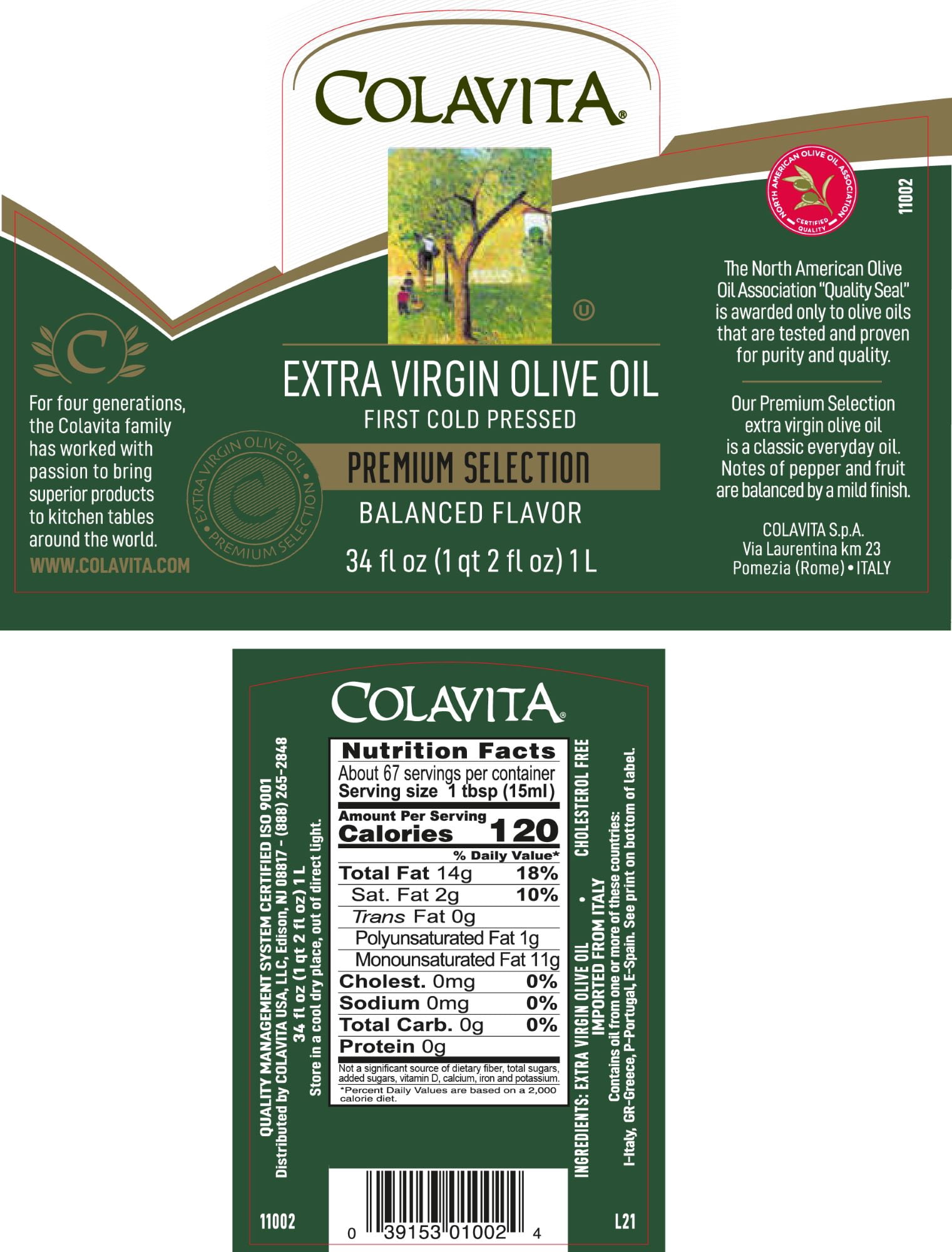 Colavita Premium Selection Extra Virgin Olive Oil, 34 fl oz