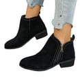 thumbnail image 3 of EKVAHL Women's Faux Suede Ankle Booties Side Zipper Chelsea Boots Low Block Heel Relaxed Fit Non‑Slip Fall Winter Short Boots Black, 3 of 6