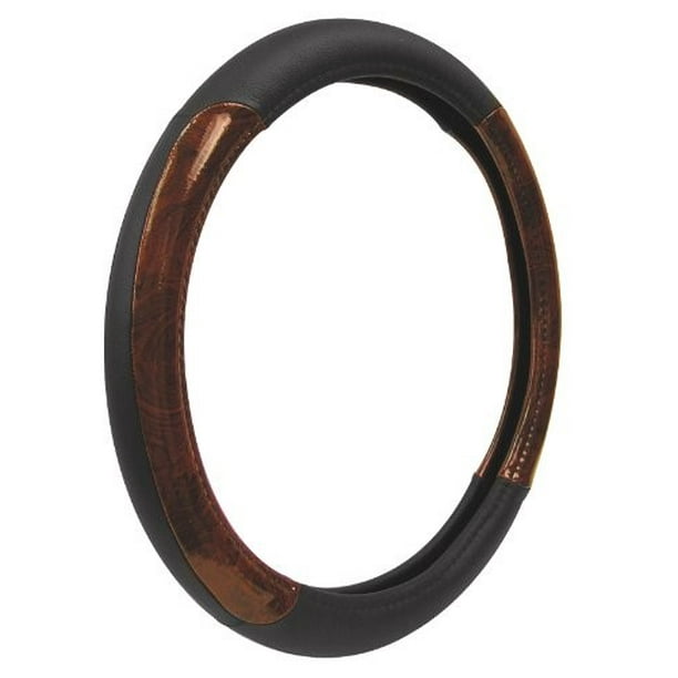 Custom Accessories 35600 Leather Wood Grain Steering Wheel Cover