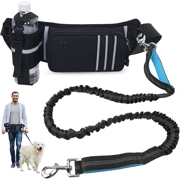 Laisse mains libres pour chien avec pochette fermeture clair
