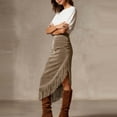 thumbnail image 5 of Byworldtasic Fringe Skirt Women High Waist Bodycon Asymmetrical Hem Long Festival Party Punk Tassel Skirts, 5 of 7