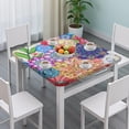 thumbnail image 3 of Colorful Floral Square Table Cover with Stretch Elastic Edges, 36x36 Inch Boho Tablecloth for Indoor and Outdoor Card Tables, 3 of 6