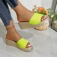 thumbnail image 6 of Women's Summer Plus Size Solid Color Open Toe Wedge Heel Slides Thick Sole Casual Platform Sandals Comfortable Outdoor Shoes for Daily & Beach Wear Yellow 9.5(43), 6 of 9
