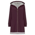 thumbnail image 5 of XPMWRP Women's Oversized Zip Up Hooded Jacket Solid Color Long Sleeved Casual Coats Winter Warm Trendy Mid Length Jacket Red XXXXL, 5 of 7