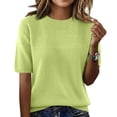 thumbnail image 2 of Women's Short Sleeve Sweaters 2026 Spring Lightweight Loose Fit Knit Pullover Tops Green L, 2 of 5