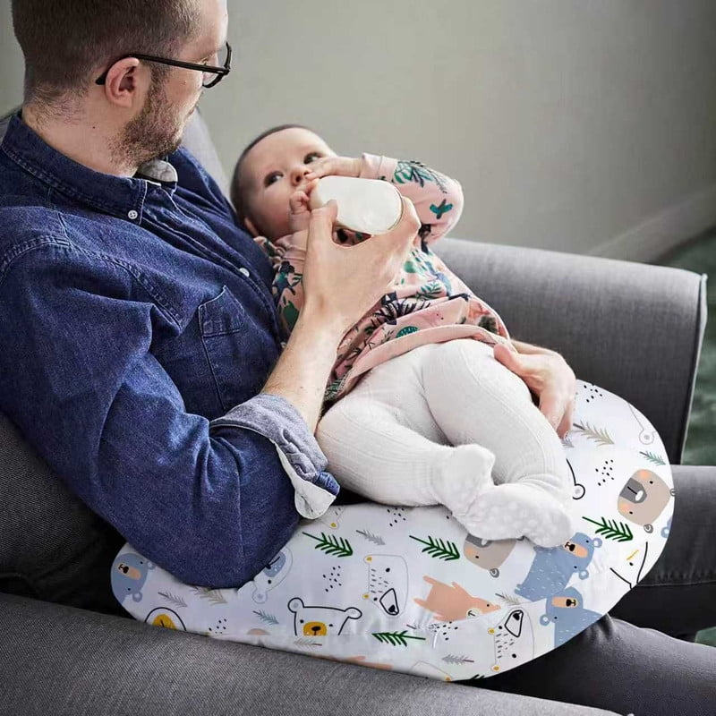Bimocosy Nursing Pillow for Baby Boys Girls, Breastfeeding Pillows, Baby Support Pillow for Nursing, Bottle Feeding, Tummy Time with Machine Washable Cover & Breathable Filling (Bear)