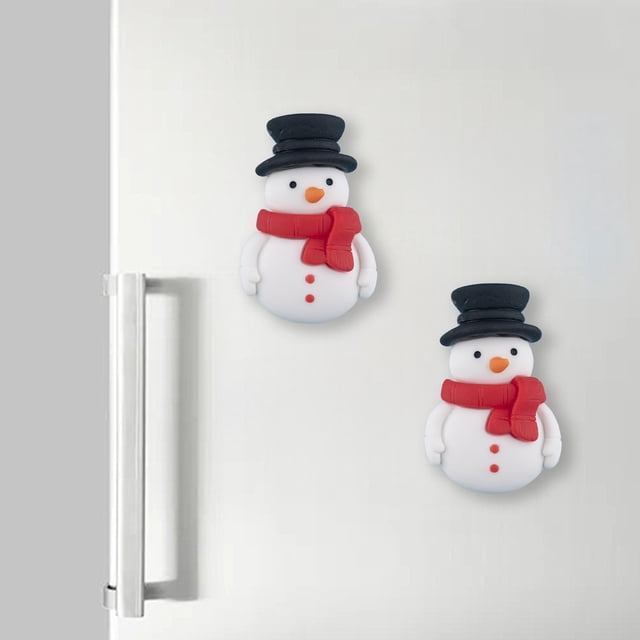 XYAIYT 2 Pack Refrigerator Magnet Christmas Decorations Magnetic Resin Holiday Sticker Santa Reindeer Designs Strong Repositionable Magnet No Remnant for Kitchen Fridge Home Office 5.4in White