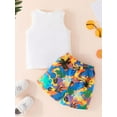 thumbnail image 4 of Toddler Baby Boys Beach Shorts Set Sleeveless T-Shirt Tank Top Elastic Shorts 2Piece Clothes, 4 of 7