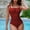 Wine, variant on ZZwxWA Women One Piece Swimsuits Solid Push up Belly Control Bathing Suits Neck Slimming Swimwear