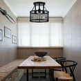 thumbnail image 4 of Industrial Vintage Caged 3-Light Semi Flush Mount Ceiling Light with Metal Mesh Shade Black, 4 of 9