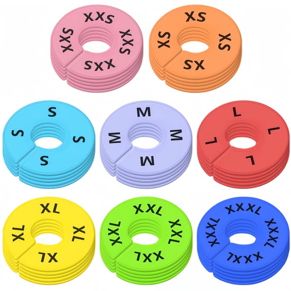 40 PCS Closet Rack Dividers Hangers, 8 Size XXS-XXXL Colorful Plastic Clothing Size Dividers for Closet Organization, Wardrobe, Pants, Shirts, Coats, and Retail Stores