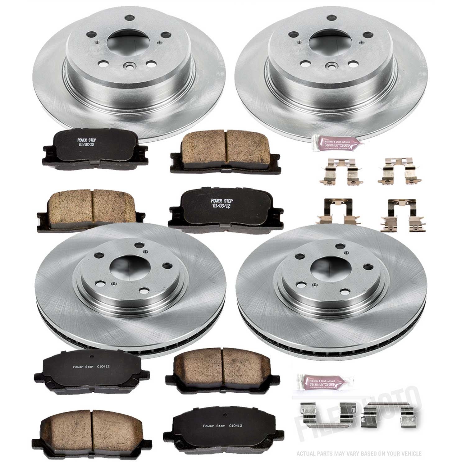 Power Stop Front and Rear Stock Replacement Brake Pad and Rotor Kit KOE1140