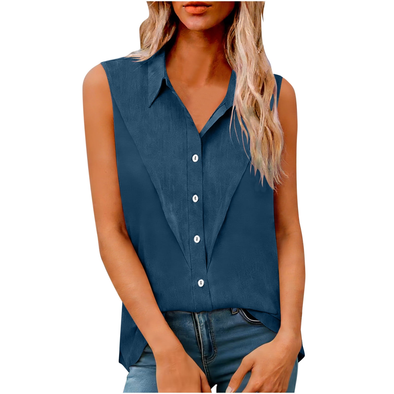 OSFVNOXV Tops?for?Women?2023?Deal Womens Fuzzy Jacket Plush Zip 並行輸入品 OSFVNOXV Summer Blouses for Women Sleeveless Button Down Tank Top Pleated  Business Shirts Collared Spring Work Tops 2026