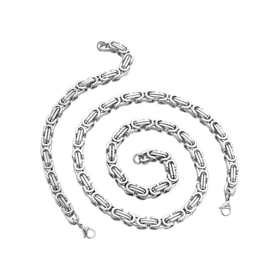 West Coast Jewelry Men's Stainless Steel Byzantine Chain Necklace (24") and Bracelet (9") Set
