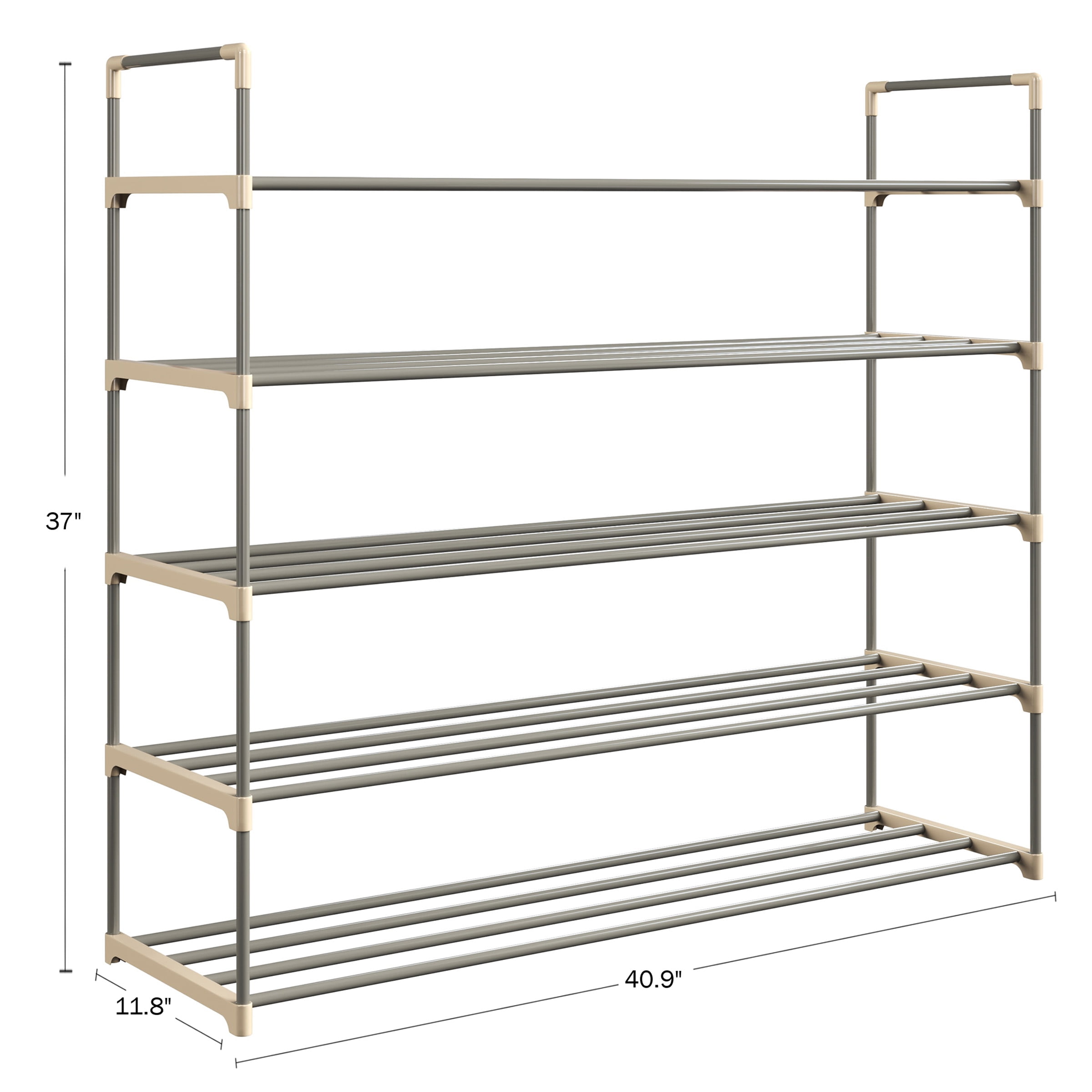 Somerset Home 5-Tier Shoe Rack for 25 Pairs Sneakers, Heels, Boots (Gray)