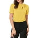 thumbnail image 5 of BLUSAS DE VERANO PARA MUJER INSPIRE CHIC Color Sólido Cuello con Lazo Mangas Cortas Blusas para Trabajar Amarillo XL, 5 of 7