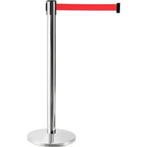 Global Industrial Retractable Belt Barrier 40"" Stainless Steel Post 7-1/2' Red