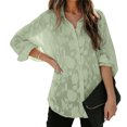 thumbnail image 1 of Blusa con botones para mujer, manga larga, cuello vuelto, patrón de flores, camisa con botones para mujer, para fiesta en la calle, oficina, verde, L, 1 of 7