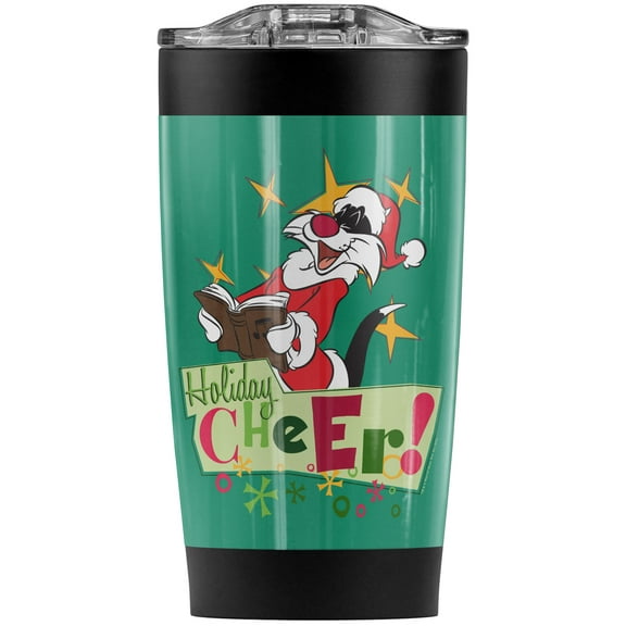 Looney Tunes Holiday Cheer Sylvester Stainless Steel Tumbler 20 oz Coffee Travel Mug/Cup, Vacuum Insulated & Double Wall with Leakproof Sliding Lid | Great for Hot Drinks and Cold Beverages