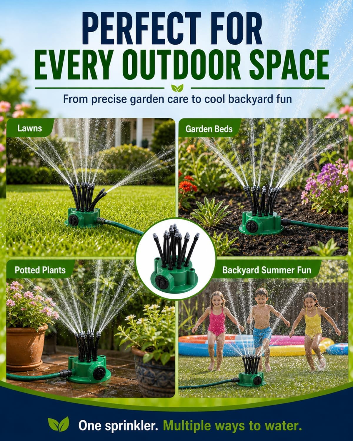 360° Coverage Lawn & Garden Irrigation Sprinkler, 12 Flexible Spray Nozzles for Targeted Watering, Adjustable Lawn Sprinkler with Durable Ground Spike, DIY Irrigation Kit for Yard Flower Bed (2Sets)