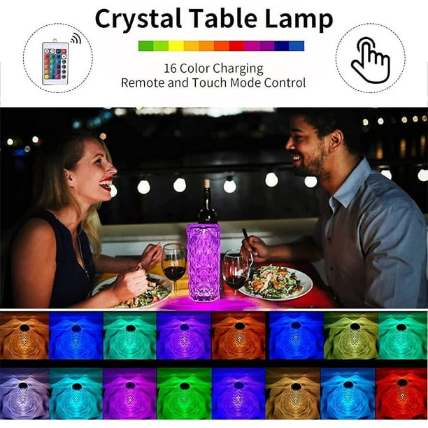 Lampe Cristal à LED avec 16 Couleurs,4 modes USB Lampe en Cristal