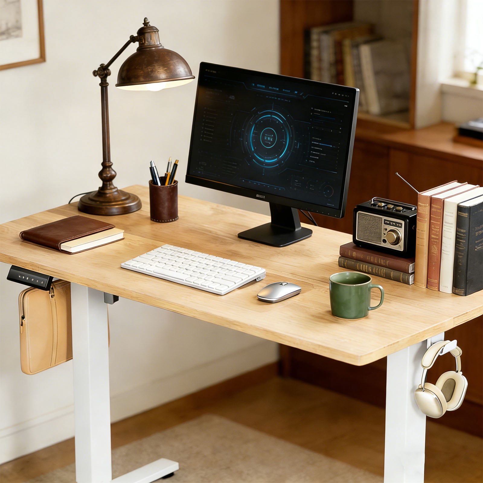 Casabay Electric Height Adjustable Standing Desk, 55"x24" Sit-to-Stand Desk Ergonomic Rising Computer Table for Home Office