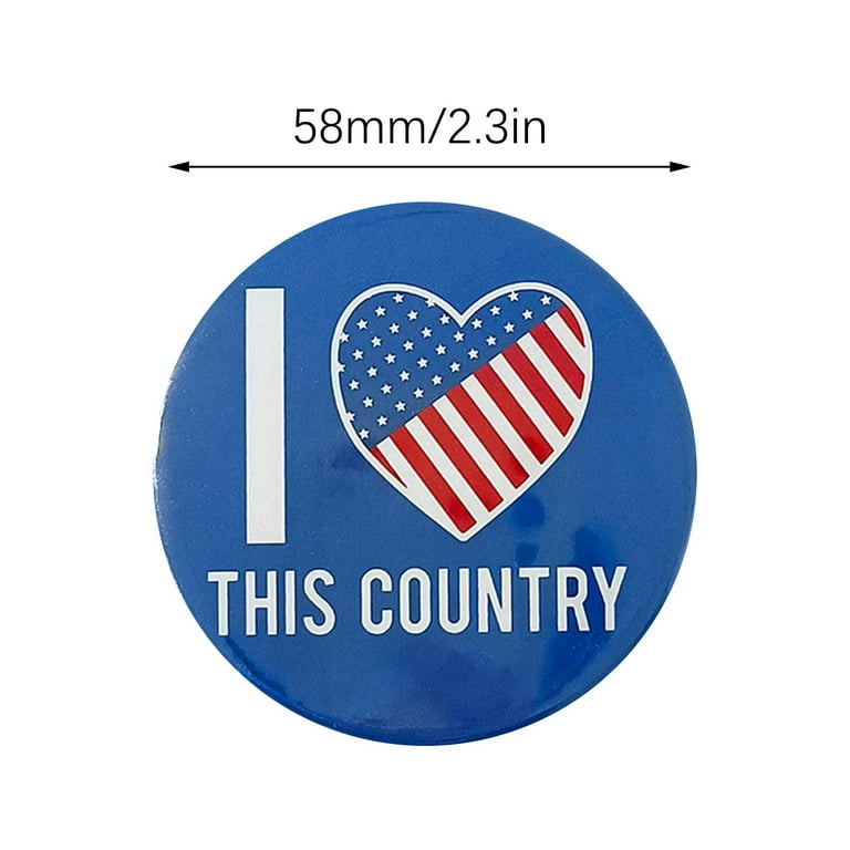 Wovilon American Flag Round Buttons - United States Lapel Round Pins, USA Flag Metal Badge for Fourth of July, Election, Patriotic Events, 2.3 Inches