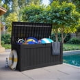 thumbnail image 4 of Devoko 122 Gallon Outdoor Patio Box Deck Plastic Resin Storage Box Backyard, Black, 4 of 7