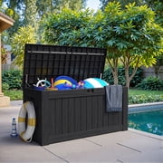 Devoko 122 Gallon Outdoor Patio Box Deck Plastic Resin Storage Box Backyard, Black