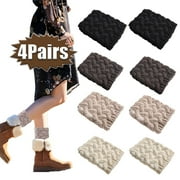 Winter Warm Boot Cuffs for Women, Crochet Knitted Boot Socks Short Leg Warmers Boot Topper Socks Leg Cuffs Boot for Christmas  Birthday Gift 4 Pairs